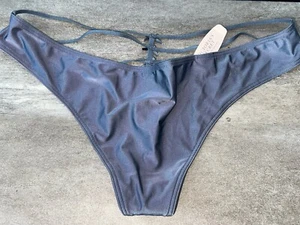 VINTAGE VICTORIA’S SECRET Electric Blue Silky Satin Strappy Thong Panty Neu - Bild 1 von 6