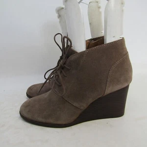 Lucky Brand Womens Size 8.5 M Brown Suede Zip Wedge Ankle Fashion Boots Bootie - Picture 1 of 11