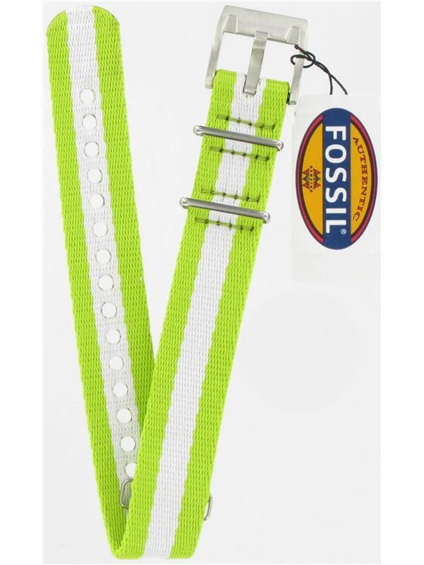 Relógio de lona Fossil 14mm pulseira de náilon 5/8" verde e branco Silverton AMS134 - Imagem 1 de 1