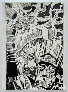 Jack Kirby (Handmade) Drawing On old Paper Signed & Stamped, Vtg Art - Picture 1 of 4
