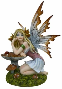 Fairy Resting on Toadstool Figurine Fantasy Fairies Figure Mythical Sculpture - Picture 1 of 1
