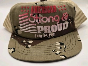 De colección America Strong & Proud Sombrero Snapback 4 de julio 1991 Camuflaje Camionero Gorra Sin espuma - Imagen 1 de 10