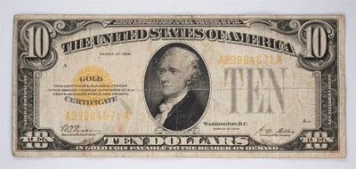 1928 年系列 10 美元黄金证书伍兹/梅隆  — 第 1/4 张图片