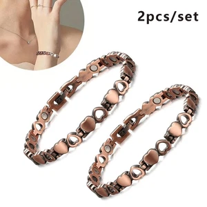 2x Heart Design Ankle Bracelet for Women Magnetic Ankle Bracelet Christmas Gift - Picture 1 of 6