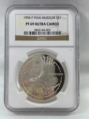 1994 P POW Museum, S$1 NGC PF 69 Ultra Cameo, Liberty Freedom  - Image 1 of 4