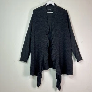 Eileen Fisher Italian Merino Wool Open Cardigan Womens SZ 3X Gray Drape Front - Picture 1 of 12