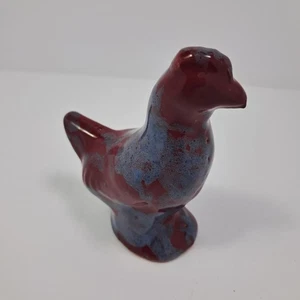 Vintage BYBEE Keramik Henne Figur. Blau/Kastanienbraun Schwamm bemalt. Handmade In KY. - Bild 1 von 10