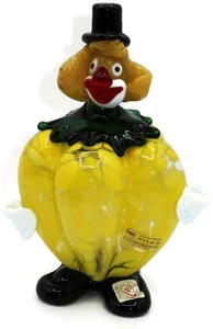 MURANO VETRERIA PITAU, Yellow Bell Pepper Art Glass Clown Figurine, 7 1/4" Tall - Picture 1 of 7