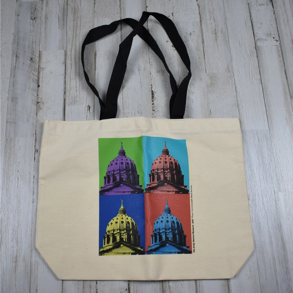 2007 Andy Warhol museum retro portrait cream reusable canvas tote book bag NEW - Image 1 of 4