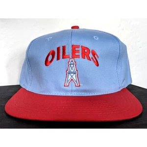 NEU Houston Oilers 90er DREW Pearson zweifarbiger Twill Druckknopflasche Mütze blau rot NFL Vintage - Bild 1 von 5