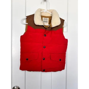 zara boys insulated utility puffer vest red with sherpa size large - Picture 1 of 8