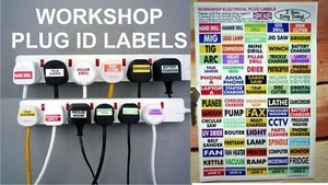ETIQUETAS DE IDENTIFICACIÓN DE ENCHUFE DE TALLER para identificar enchufes rápidamente - Imagen 1 de 1