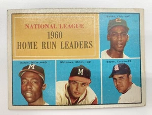 1961 Topps Banks Hank Aaron Ed Mathews Boyer #43 NL HR Leaders Ex Cubs Braves - Picture 1 of 2