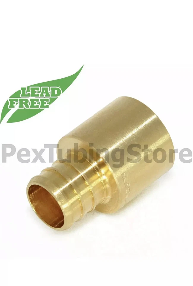 (25) 1/2" PEX x 1/2" Female Sweat Adapters - Brass Crimp Fittings, LEAD-FREE - Image 1 of 4