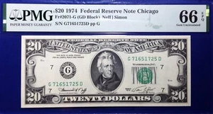 1974 $20 Federal Reserve Note Fr-2071-G Chicago PMG66 Gem EPQ - Picture 1 of 4