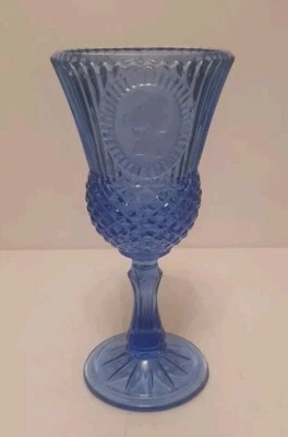 Cobalt Blue Fostoria Avon Wine Glass with Elizabeth I Silhouette Vintage  - Image 1 of 4