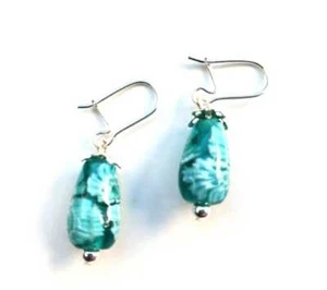 Sterling silver earrings Lampwork Swarovski Crystal JCE22 xx - Picture 1 of 8