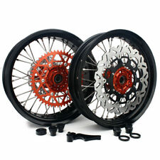 17" Supermoto Wheels Rims Brake Disc Sprocket Set For KTM 125-540 EXC SX SXF SXS