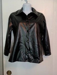 Shein Polyurethane Button Front Top or Jacket, Sz 8Y - Picture 1 of 3