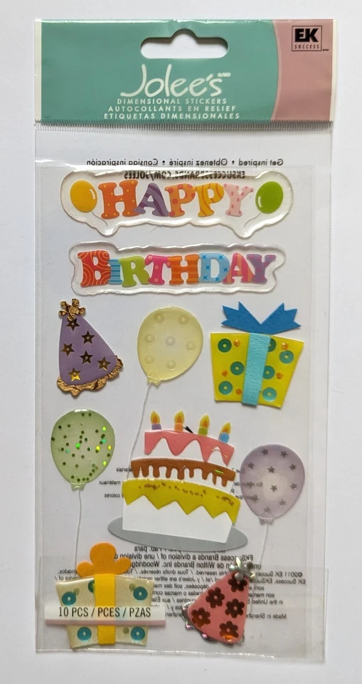 Birthday Party Jolee's Boutique Stickers Cake Gifts Epoxy SPJP009