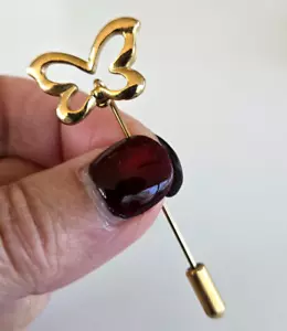 Vintage Gold Tone Open Butterfly Stick Pin 2.25" - Picture 1 of 5