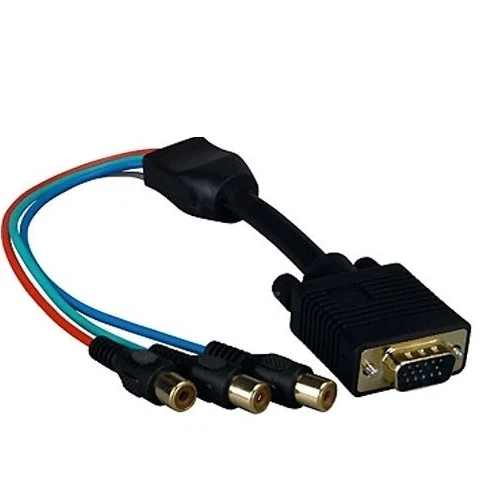 1ft Black VGA to Component Video Adapter  HD15 Male to 3 x RCA Female (RGB) - Image 1 of 1
