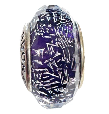Pandora Sterling Silver And Purple Murano Glass Charm 791663 - Image 1 of 4