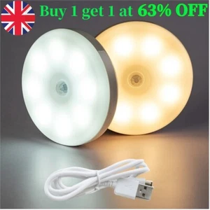 USB Rechargeable LED Motion Sensor Night Light Magnetic Cabinet Stair Smart Lamp - Picture 1 of 20