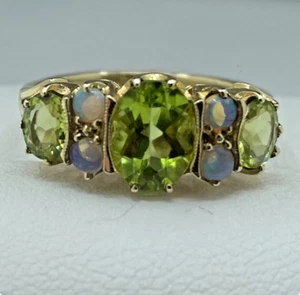 Peridot and Opal Dress Ring 9ct Gold - Picture 1 of 6