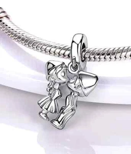 Sterlingsilber 925 Schmuck Anhänger verliebtes Pärchen Charm f Armband Halskette - Bild 1 von 2