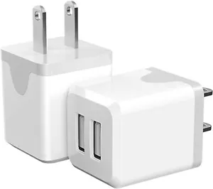 USB Wall Charger, USB Charger Block,Dual Port USB Cube Charger,Power Adapter - Picture 1 of 8