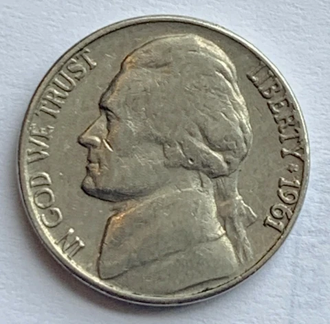 1961D Jefferson Nickel Repunched Mint Error - Circulated Wt 4.83g (Seller ID N1) Cover