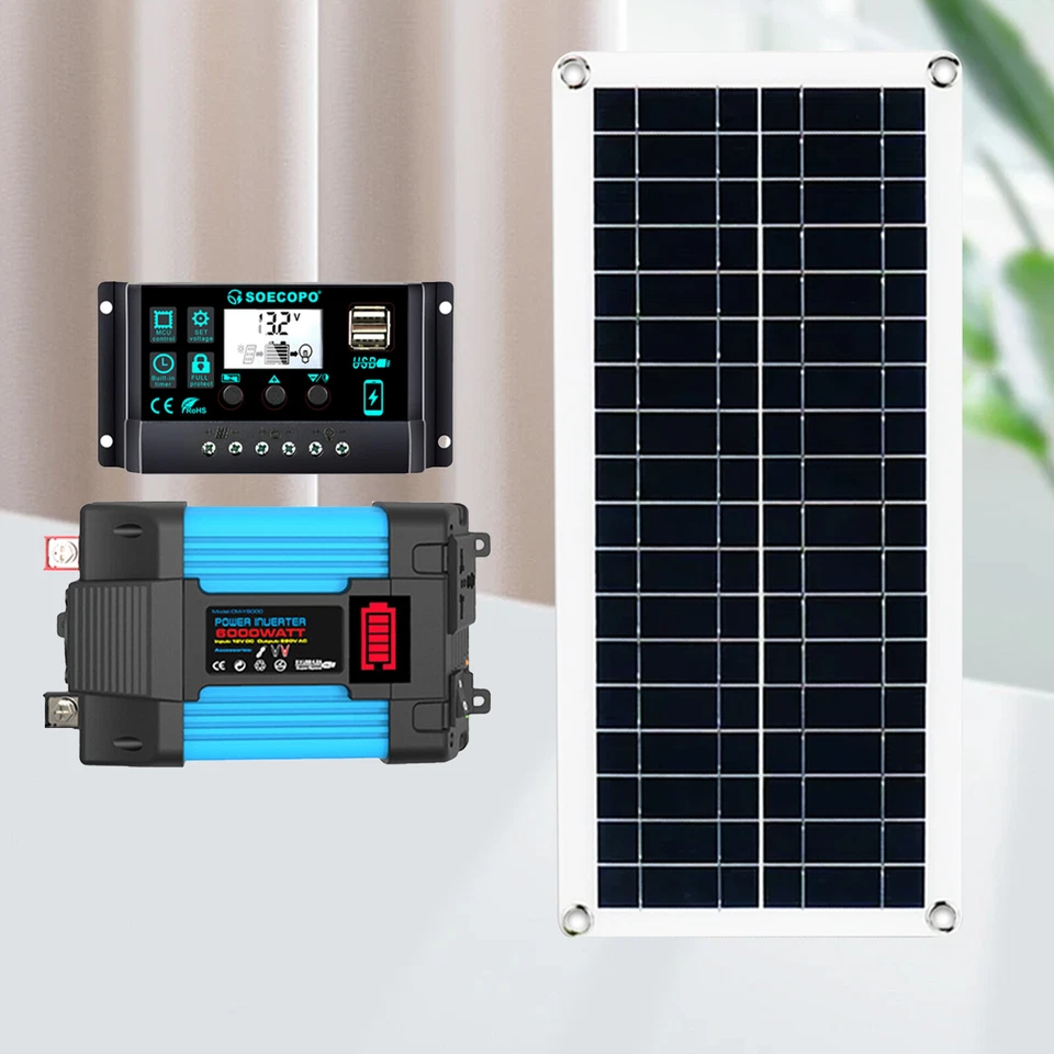  6000W Off-Grid Solaranlage Komplettset Dual12V/24V auf 110V/220V Wechselrichter100A - Bild 1 von 4