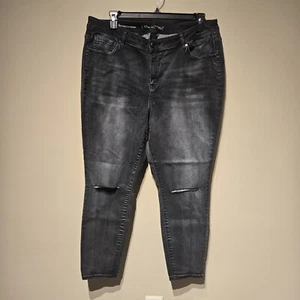 Lane Bryant Women's Size 22 Jeans Ash Black Skinny Distressed Super Stretch - Picture 1 of 6