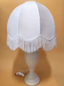 Tischlampe aus Holz mit Wandleuchte Leinen und Baumwolle - Weiß E14 - Bild 1 von 7