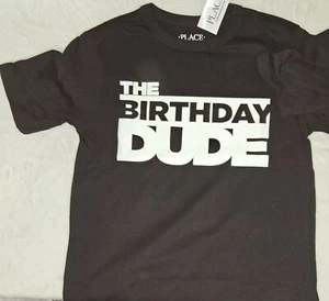 The Children’s Place The Birthday Dude T Shirt Black & White - Picture 1 of 8