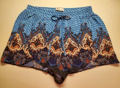Vintage Y2k Hollister Floral Paisley PJ Sleep Loungewear Shorts Rayon Boho Large - Image 1 of 4