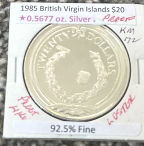 1985 British Virgin Islands Chain Coin Proof Silver $20 Coin - Picture 1 of 2