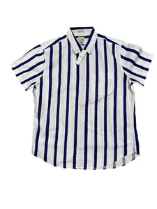 J.Crew weiß und marineblau gestreift Button Down Kurzarm klassisches Herrenhemd - Bild 1 von 4