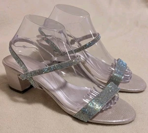 DB Studio Women Silver Blush Glitter Annie48 Heels Size 10 Strappy N49  - Picture 1 of 5