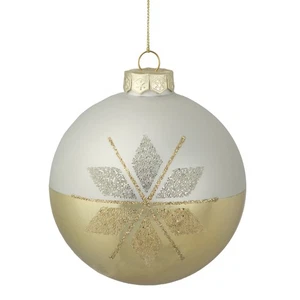 Northlight 4" Gold and Silver Snowflake Glass Ball Christmas Ornament - Picture 1 of 5