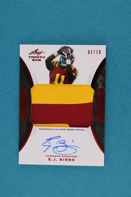 E.J. Bibbs | 2015 Leaf Trinity #PA-EJB Patch Red #/10 Auto | NM+ - Image 1 of 2