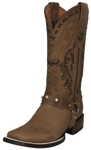 Womens Western Rodeo Boots Brown Square Cowboy Leather Harness Straps Removable - Picture 1 of 5