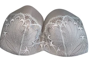 Wonderbra BH 34DD Bügel beige Spitze trägerlos Gummipunkte für Griff OHNE Träger - Bild 1 von 8
