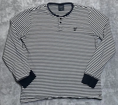 Camisa de manga larga a rayas blancas y negras de HUF Worldwide para hombre. Patinador Y2K Talla L Foto 1 de 4