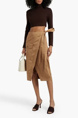NEW Veronica Beard Madeline Acorn Cotton Blend Wrap Effect Midi Skirt 0 NWT $398 - Image 1 of 4