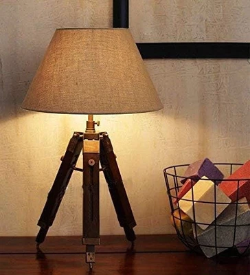 Vintage Tripod Table Adjustable Lamp Stand Tripod- Home Decor - Lamp Shade No... - Image 1 of 4