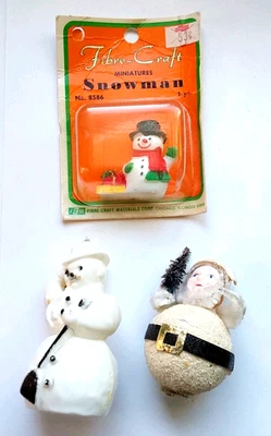Lote de 3 piezas de muñeco de nieve decorativo adorno navideño vintage Foto 1 de 4