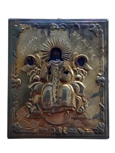 Icono del Salvador en el trono plata - Imagen 1 de 4