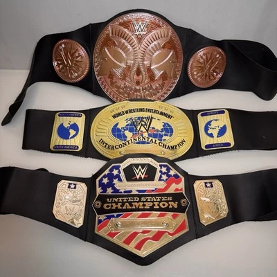 WWE Wrestling Belts x3 Toy Replica Championship Belts Tag Team Intercontinental - Image 1 of 4